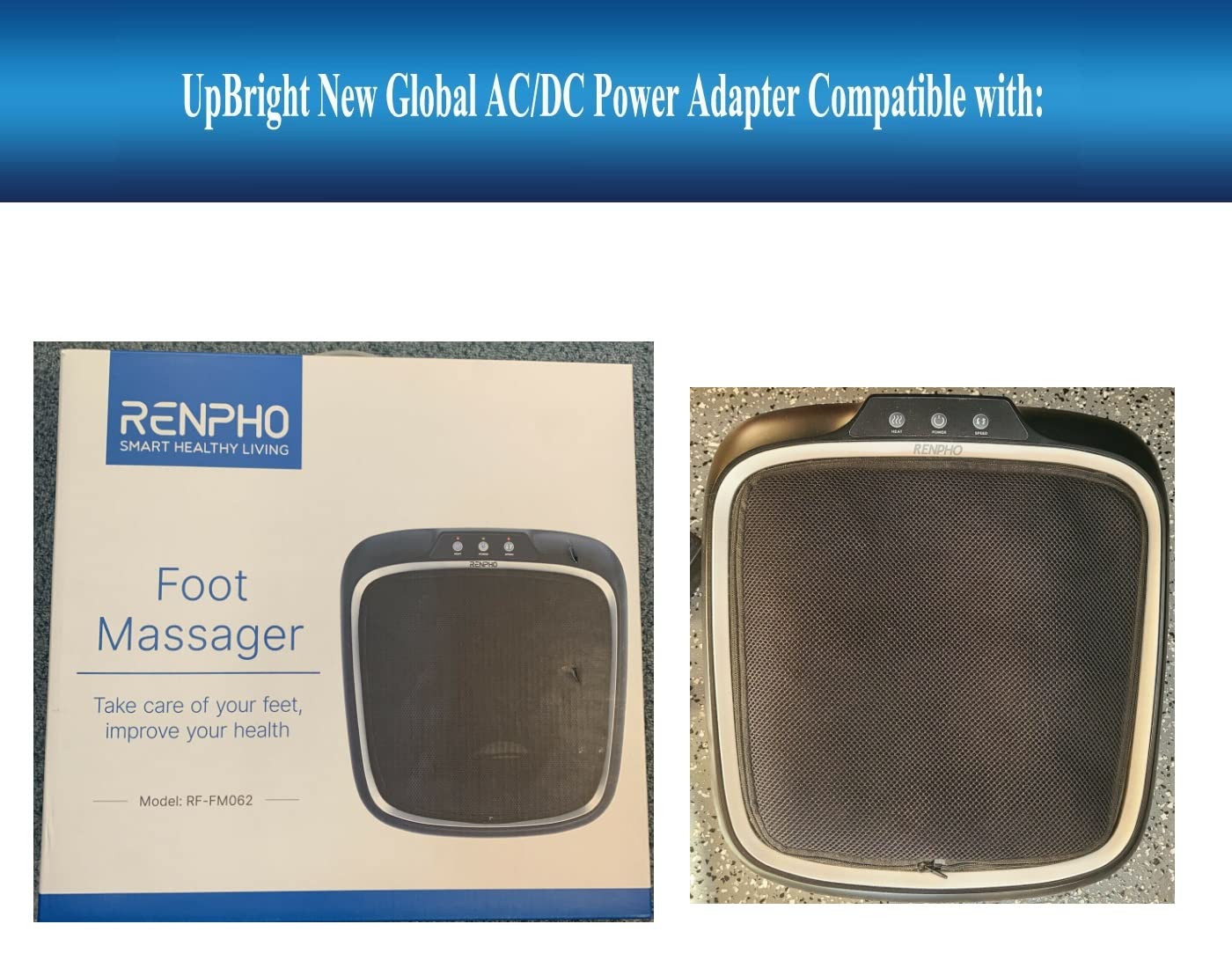 UpBright 12V AC/DC Adapter Compatible with RENPHO RF-FM062 R US RF-FM062US RF-FM062R RF-FM062R-EU Shiatsu Foot Massager Innov IVP1200-2500 IVP12002500 12.0V 2.5A 30W DC12V Power Supply Battery Charger