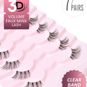 Onlyall Half Eyelashes Corner Lashes Natural Lashes Half Lashes Wispy End Lashes Corner Eyelashes 3/4 Lashes Clear Band Lashes 7 Pairs C03 (6MM-15MM)