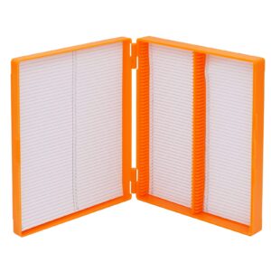 HHNIULI 3PCS Microscope Slide Holder Box, Orange 100 Place 1" L x 3" W Polypropylene Microscope Slide Storage Boxes 8.27" Length x6.69" Width x 1.26" Height for Classroom Lab