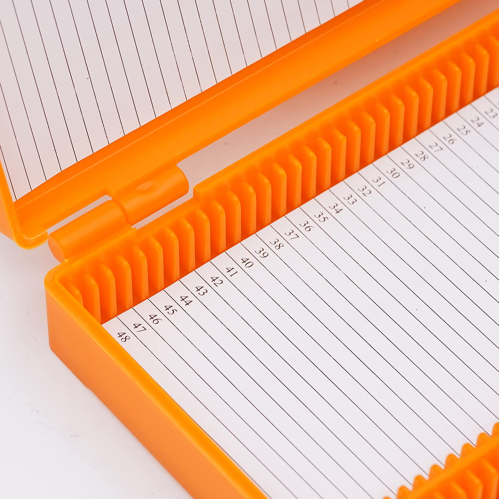 HHNIULI 3PCS Microscope Slide Holder Box, Orange 100 Place 1" L x 3" W Polypropylene Microscope Slide Storage Boxes 8.27" Length x6.69" Width x 1.26" Height for Classroom Lab