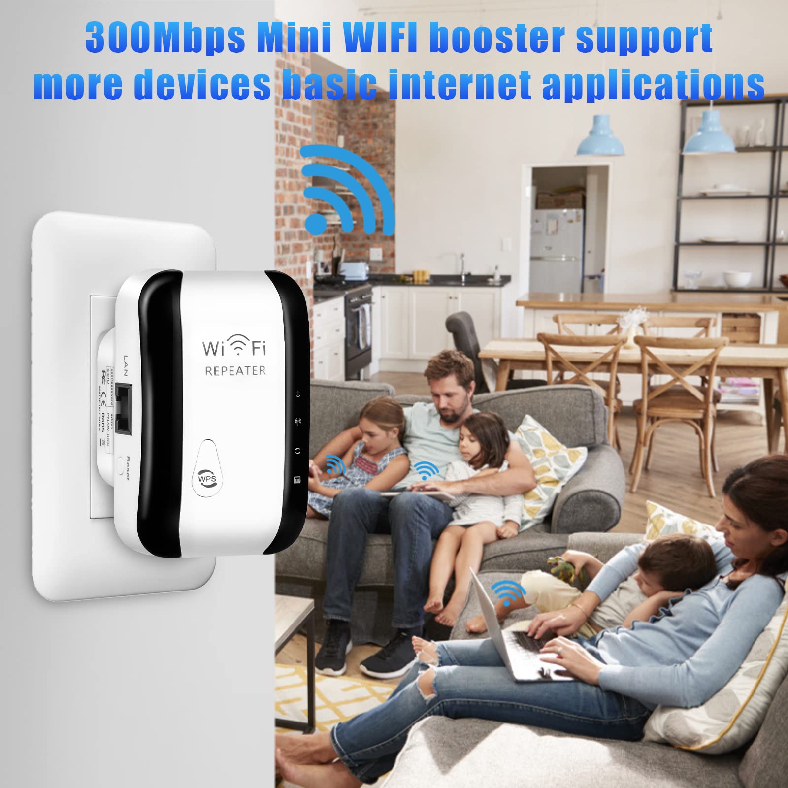 WiFi Extender Up to 300Mbps WiFi Repeater WiFi Booster Range Extender Wireless Router Extend Range of WiFi Internet Connection