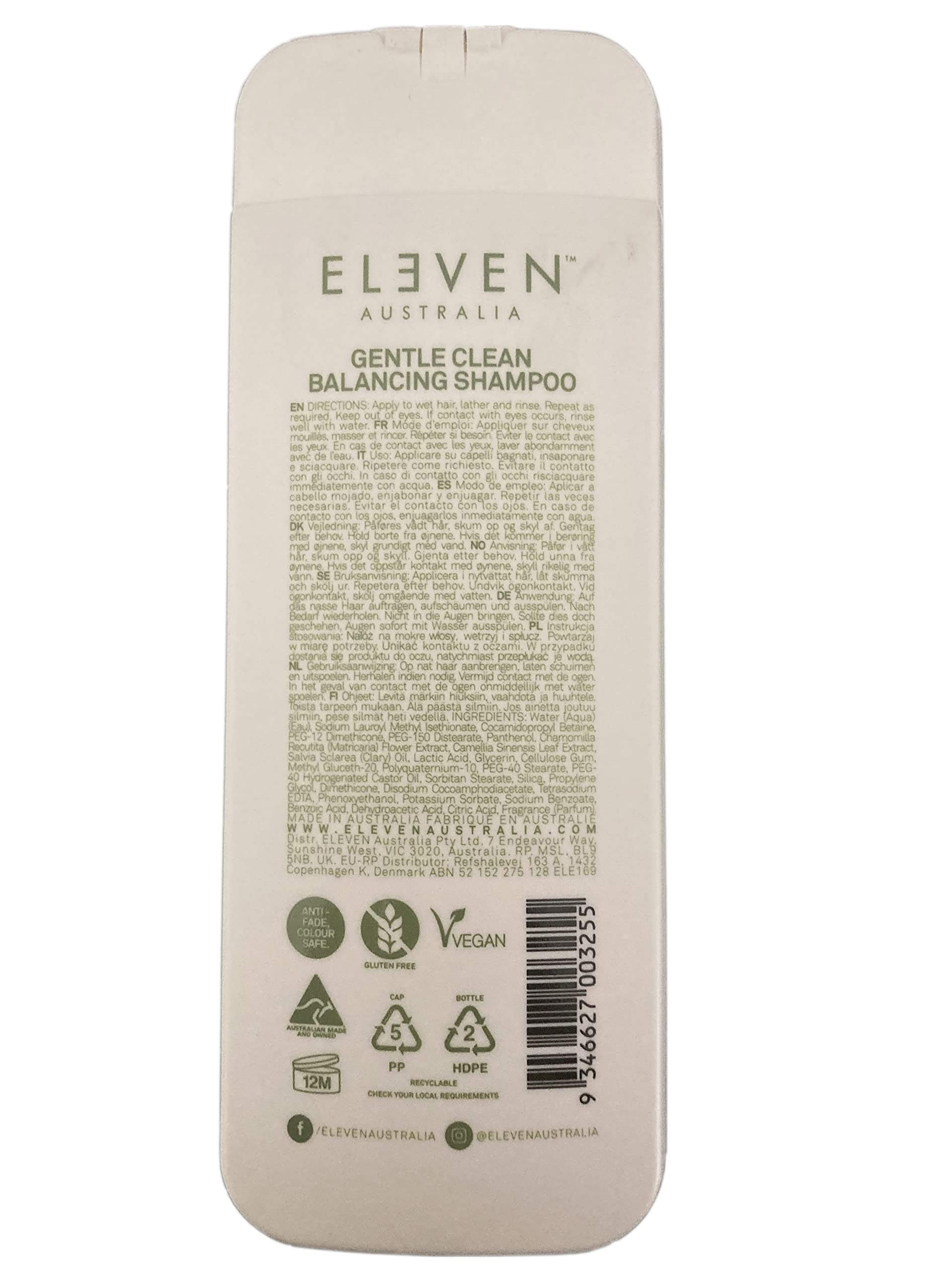 ELEVEN AUSTRALIA Gentle Clean Balancing Shampoo A Gentle Formula to Balance & Soothe the Scalp & Hair - 10.1 Fl Oz