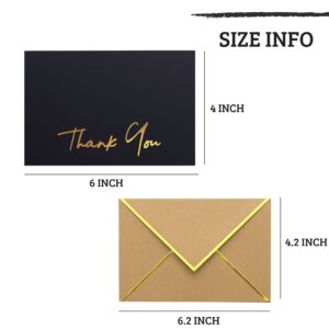 Winoo Design Heavy Duty Thank You Cards with Envelopes - 36 PK - Gold Thank You Notes 4x6 Inches Thank You Cards Wedding Thank You Cards Small Business Graduation Bridal Shower Black and Off White