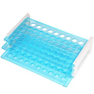 annhua test tube rack plastic lab tube stand for 13mm tubes, 50 holes tes tube holder tray lab tube holder rack small for scientific experiments - detachable (single)