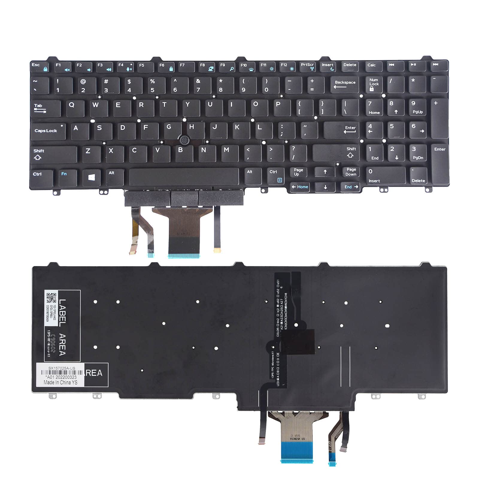 SUNMALL Replacement Keyboard with Backlit and Trackpoint Compatible with Dell Latitude E5550 E5570 E5580 E5590 E5591 5550 5570 5580 5590 5591,Precision 3510 3520 7510 7520 7710 7720