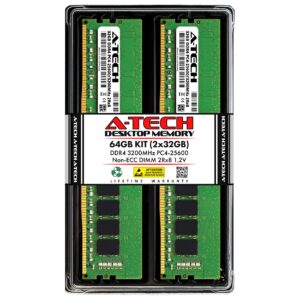 A-Tech 64GB Kit (2x32GB) RAM for Dell OptiPlex 7090, 7000, 5090, 5000, 3000 (Tower/SFF) | DDR4 3200 MHz DIMM PC4-25600 UDIMM Memory Upgrade