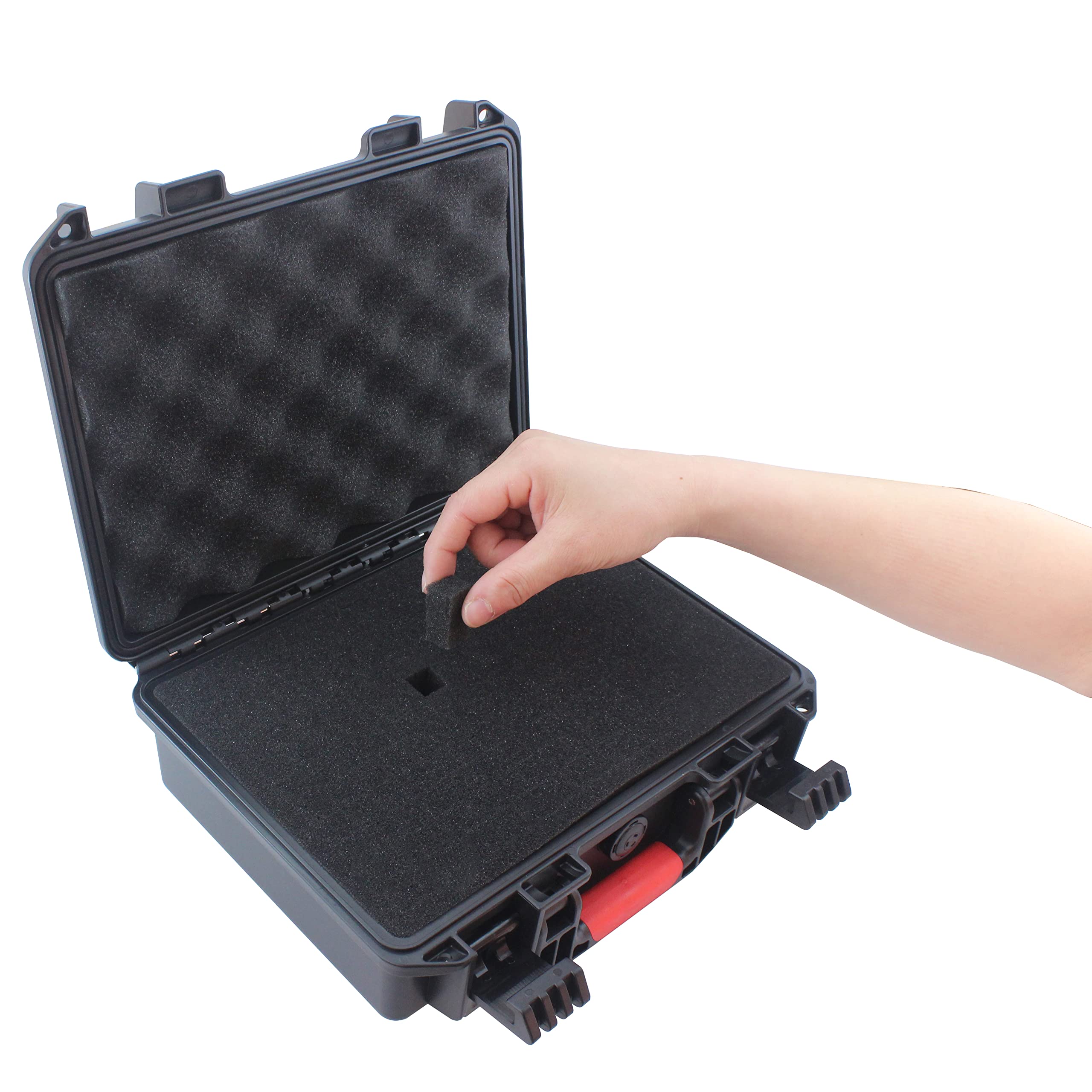 AOOCY Weatherproof/Shockproof IP67 Carrying Hard Case with Customizable Foam for Pistol, GoPro, Camera Accessories, Equipment, Electronics, and Gear, Black - Exterior 11 x 9 x 4 Inches