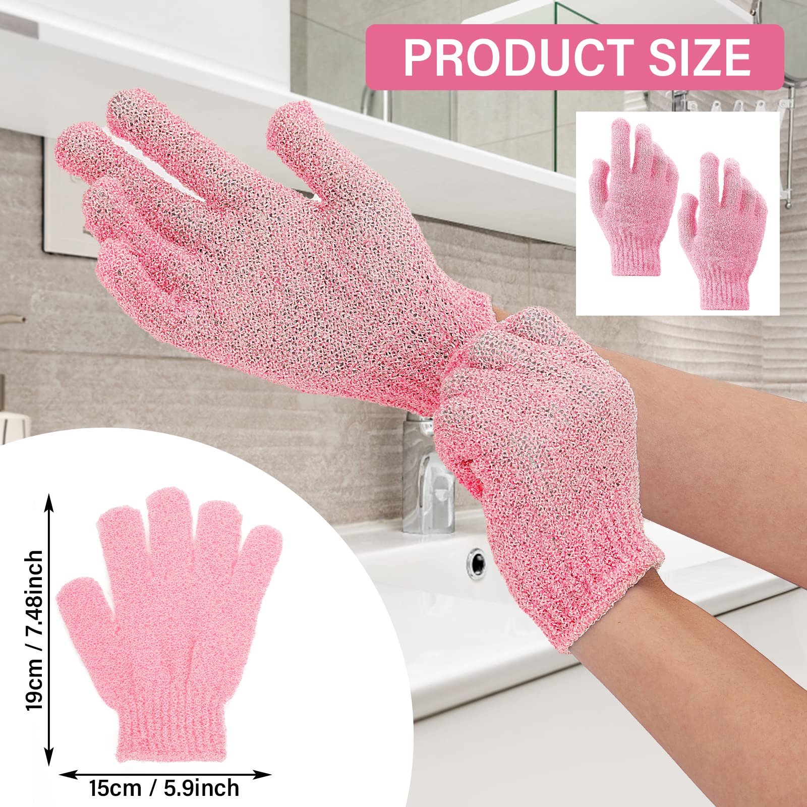 Sibba 1 Pair Bath Gloves for Shower Natural Loofah Exfoliating Wash Gloves for Body and Face, Dead Skin Remover, Double Sided Microfibre Shower Body Gloves for Adults and Kids