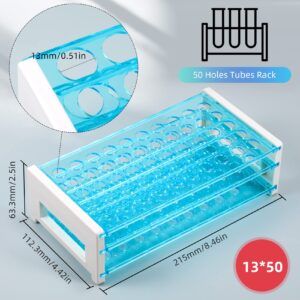 Annhua Test Tube Rack Plastic Lab Tube Stand for 13mm Tubes, 50 Holes Tes Tube Holder Tray Lab Tube Holder Rack Small for Scientific Experiments - Detachable (Single)