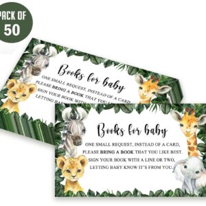 Yuzioey 50 Safari Baby Shower Invitations, Jungle Animals Invitations Macthing Envelpoes, Diaper Raffle Tickets, Book Request Cards, Safari Animals Invitations