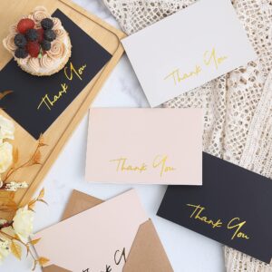 Winoo Design Heavy Duty Thank You Cards with Envelopes - 36 PK - Gold Thank You Notes 4x6 Inches Thank You Cards Wedding Thank You Cards Small Business Graduation Bridal Shower Black and Off White