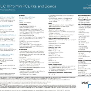 Intel NUC 11 Pro NUC11TNKV50Z Tiger Canyon Home & Business Mini PC Mini Desktop 11th Generation Intel® Core™ i5-1145G7 Processor with Intel vPro® Technology,4 Cores,8 Threads(NO RAM&SSD)