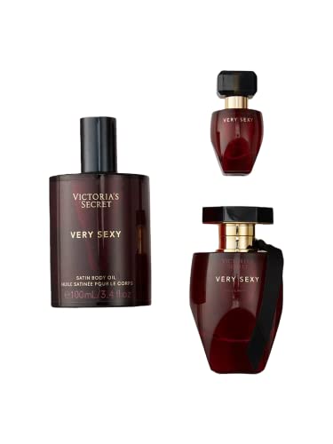 Victoria's Secret Very Sexy Gift Set 3 Piece Perfume 1.7 Eau de Parfum and Satin Body Oil and Mini (Very Sexy)