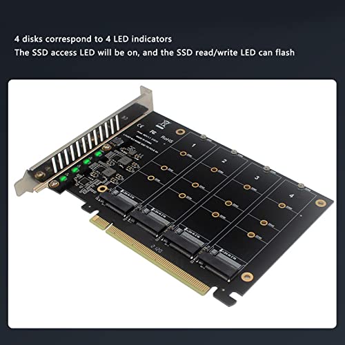 Gaeirt NVME   Card, High Speed PCIE X16 Interface M.2 SSD Adapter Full Speed Signal for 4 NVME PCIe Protocol SSDs for PCIE3.0 4.0