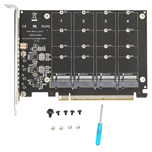 Gaeirt NVME   Card, High Speed PCIE X16 Interface M.2 SSD Adapter Full Speed Signal for 4 NVME PCIe Protocol SSDs for PCIE3.0 4.0