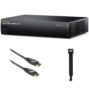 blackmagic design 8tb cloud store mini (4 x 2tb) bundle with pearstone 6' hdmi cable with ethernet and 10-pack straps