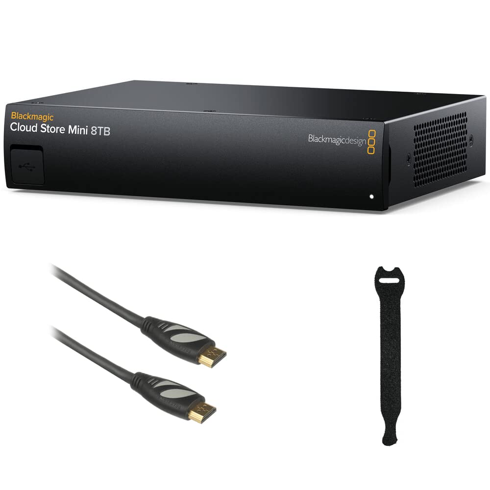 Blackmagic Design 8TB Cloud Store Mini (4 x 2TB) Bundle with Pearstone 6' HDMI Cable with Ethernet and 10-Pack Straps