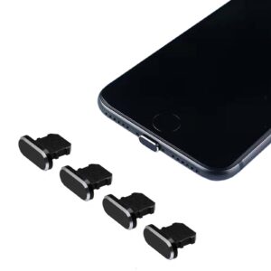 medsuo 4pcs black anti dust plugs protects charging dust cover compatible with iphone 11, 12, pro, max/x/xs/xr, 7, 8 plus, ipad mini/air