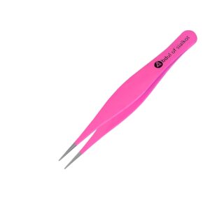 abdul of sialkot pointed tweezers,needle nose tip, sharp precision ingrown hair, surgical pointed for blackheads & splinters/best tweezers for eyebrows (pink)