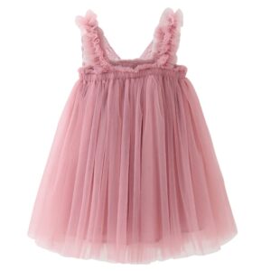 BGFKS Layered Butterfly Tulle Tutu Dress for Baby Girls,Toddler Girl Princess Dress with Flower Headband(Dusty Rose,12 Months)