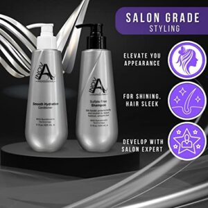 Inova Professional Silk Keratin Shampoo & Conditioner Set - Smooth Protection Sulfate-Free Shampoo & Smooth Hydration Conditioner, 11 Ounce - 2 Count (Pack of 1), Grey