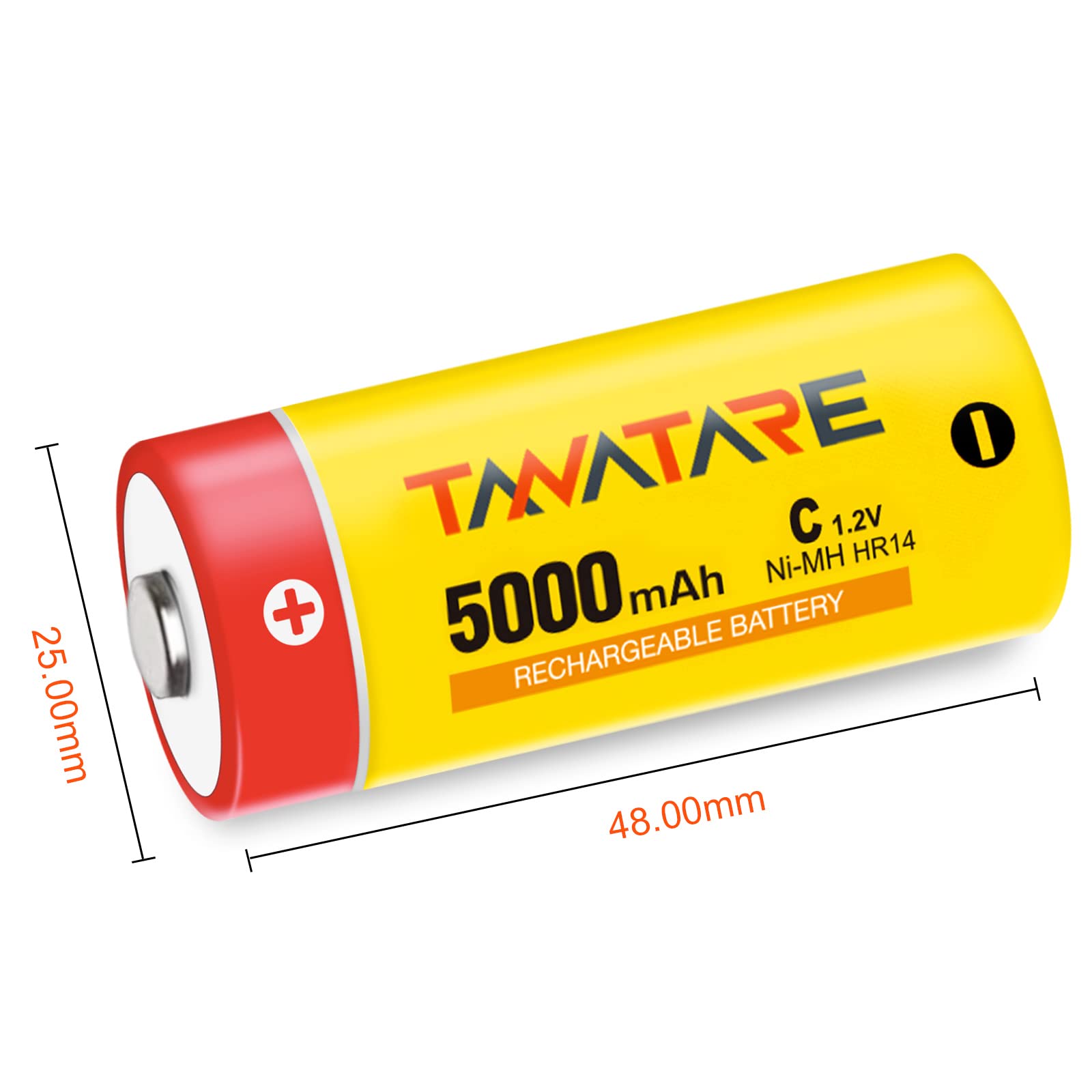 Tanatare 8 Pack C Rechargeable Batteries 5000mAh High Capacity 1.2V NiMH C Size Batteries with Long Lasting Power for Household Devices