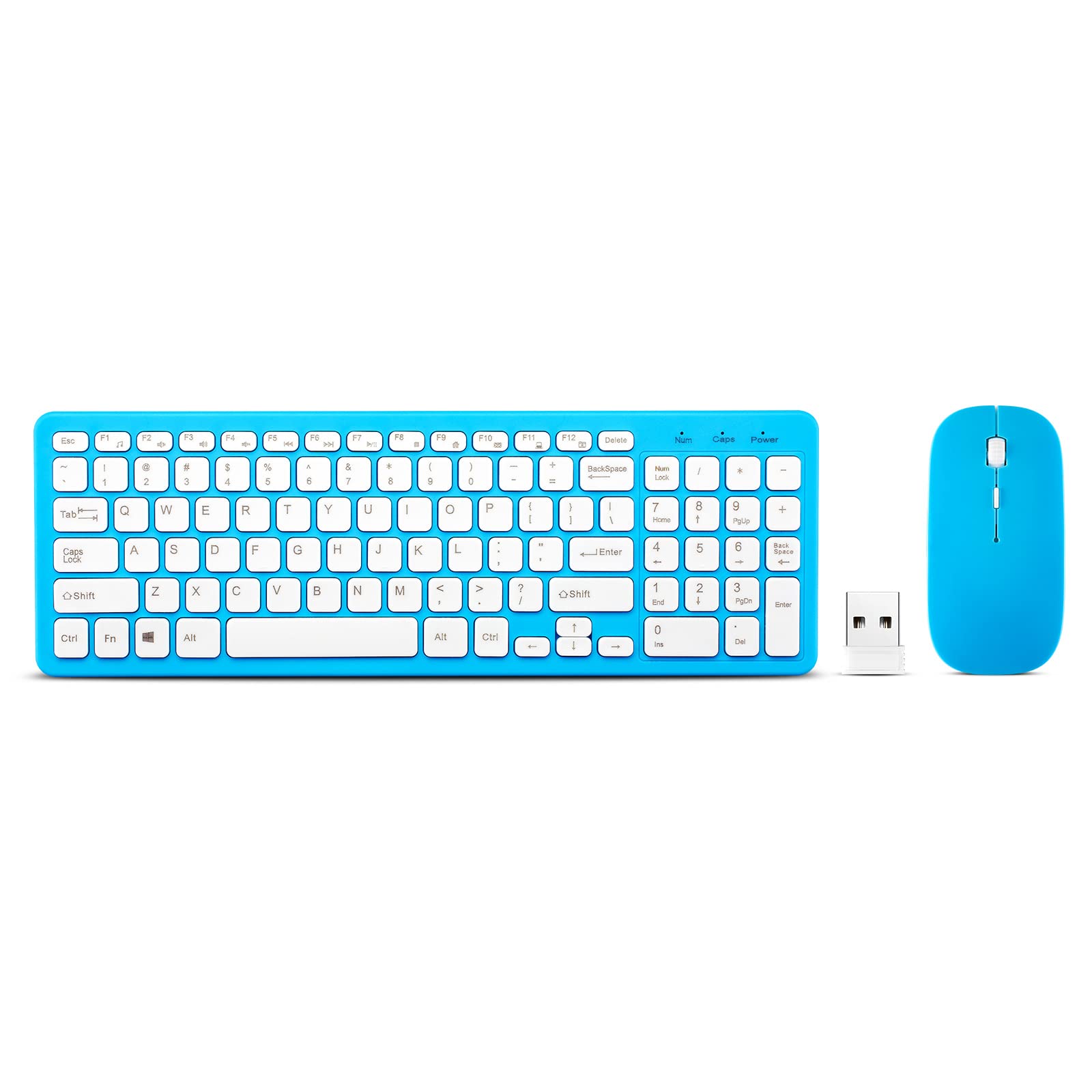 Wireless Keyboard and Mouse Combo, Compact Wireless Keyboard and Mouse Set 2.4G Ultra-Thin Sleek Design for Windows, Computer, Desktop, PC, Notebook, Laptop (Blue)