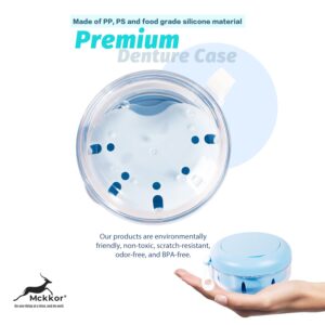 Denture cup, Definitely No-Leak Denture Bath Box for Traveling Perfectly, Denture Cup with Strainer & Mirror(White)