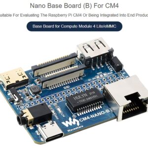 Nano Base Board (B) for Compute Module 4 Lite/eMMC,with Raspberry Pi 40PIN GPIO Header,Gigabit Ethernet RJ45,MIPI CSI-2 Port Connector 3.5mm Jack Audio