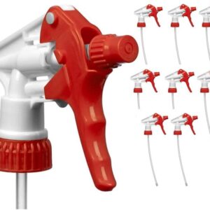 Decony Heavy Duty Replacement Trigger Sprayer Nozzles Industrial and Commercial Cleaning Chemical Resistant for 16oz / 32oz Spray Bottle W/Adjustable 9.25" Dip Tube for 28/400-12 pc.