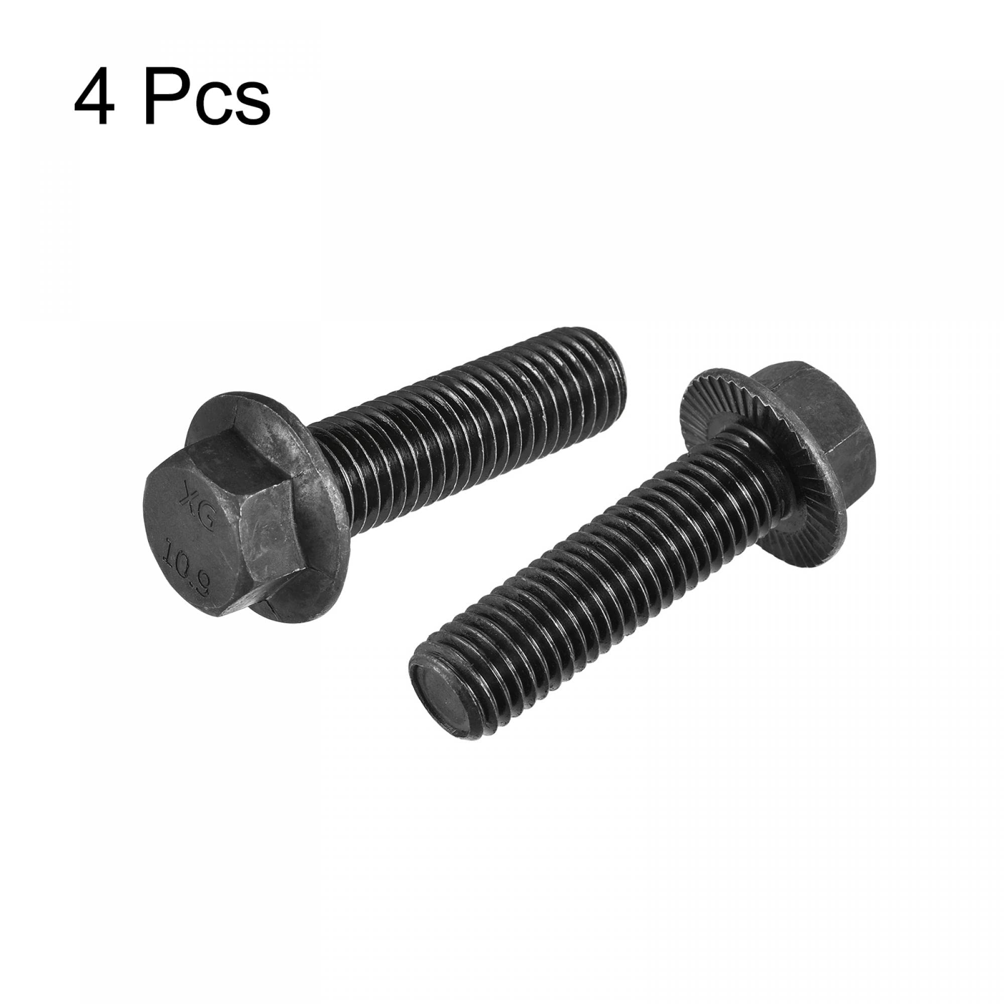 uxcell M14-2x50mm Hex Serrated Flange Bolts 10.9 Grade Carbon Steel Screws 4pcs