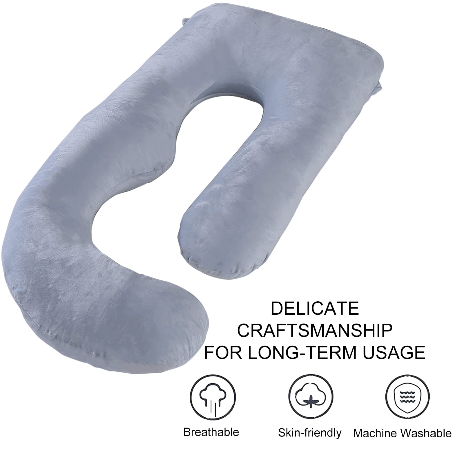 SLIGUY Pregnancy Pillow Cover G Shaped, 57-Inch Replacement Pillowcase, Used for Maternity Pillows, 100% Velvet, Double Zipper Stretch Fabric, Super Soft, Universal Type