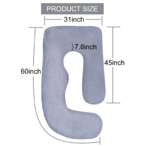 SLIGUY Pregnancy Pillow Cover G Shaped, 57-Inch Replacement Pillowcase, Used for Maternity Pillows, 100% Velvet, Double Zipper Stretch Fabric, Super Soft, Universal Type