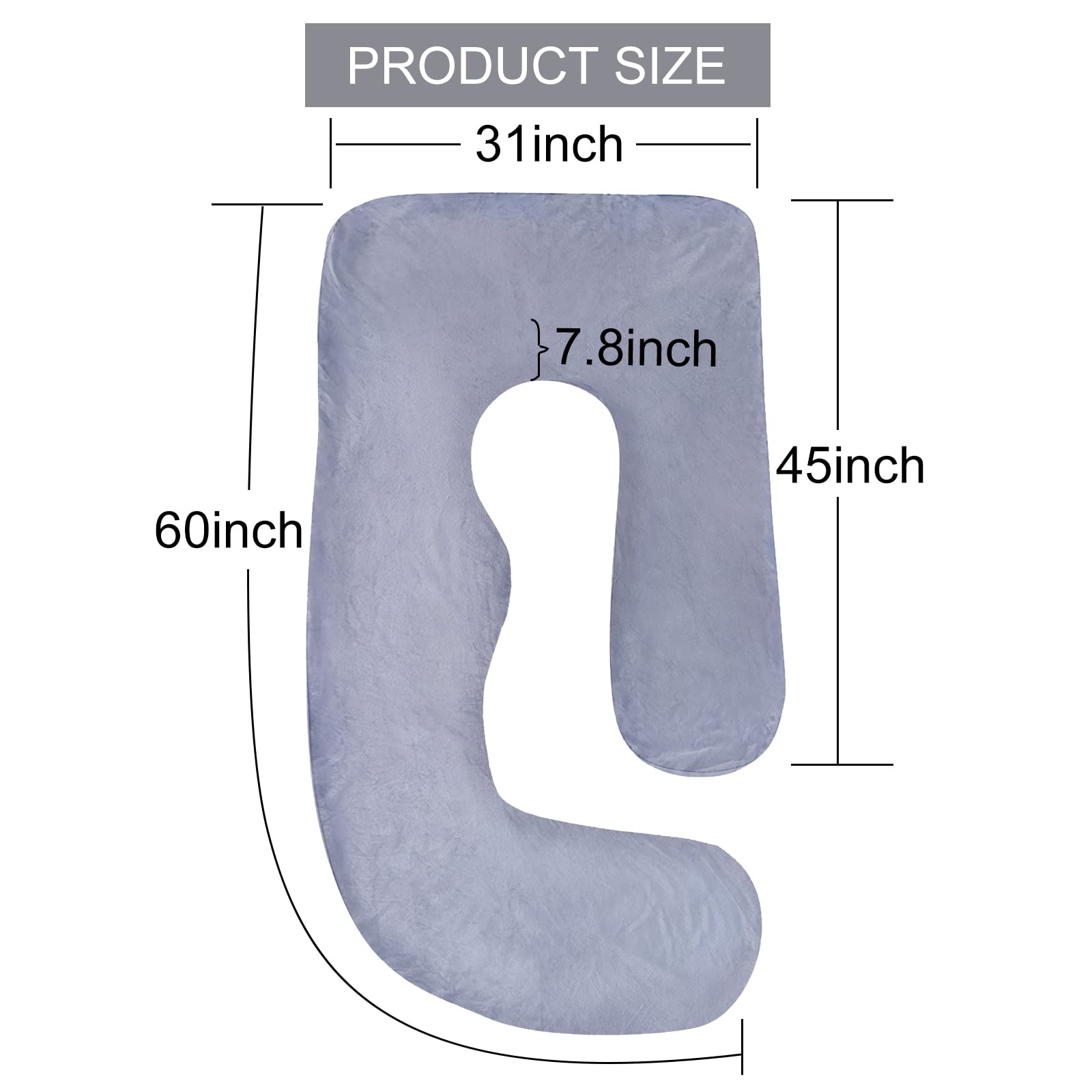 SLIGUY Pregnancy Pillow Cover G Shaped, 57-Inch Replacement Pillowcase, Used for Maternity Pillows, 100% Velvet, Double Zipper Stretch Fabric, Super Soft, Universal Type