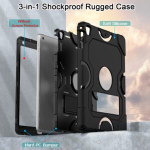 ZoneFoker Case for iPad 6th/5th Generation (9.7 Inch, 2018/2017 Model),iPad Air 2 / 1st Case, iPad Pro 9.7 Case 2016,Heavy Duty Shockproof Rugged Protective Case for iPad 9.7 Inch,Black