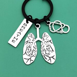 RT Respiratory Therapist Keychain Gifts Respiratory Therapy Gifts Lung Breathe Lung Specialist Stethoscope Anatomical Keyring Father Day Nurse Day Respiratory Care Jewelry Gift for Doctor Nurse