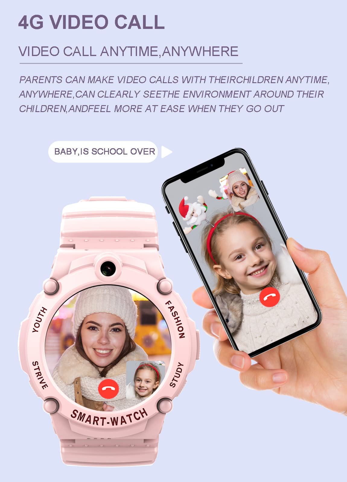 PTHTECHUS 4G Smart Watch Phone for Children - Kids Smartwatch with WiFi, Dail, Voice Messages & Video Calls, GPS Location, SOS, Camera and Pedometer for Boys Girl Present