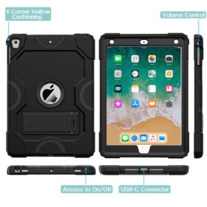 ZoneFoker Case for iPad 6th/5th Generation (9.7 Inch, 2018/2017 Model),iPad Air 2 / 1st Case, iPad Pro 9.7 Case 2016,Heavy Duty Shockproof Rugged Protective Case for iPad 9.7 Inch,Black