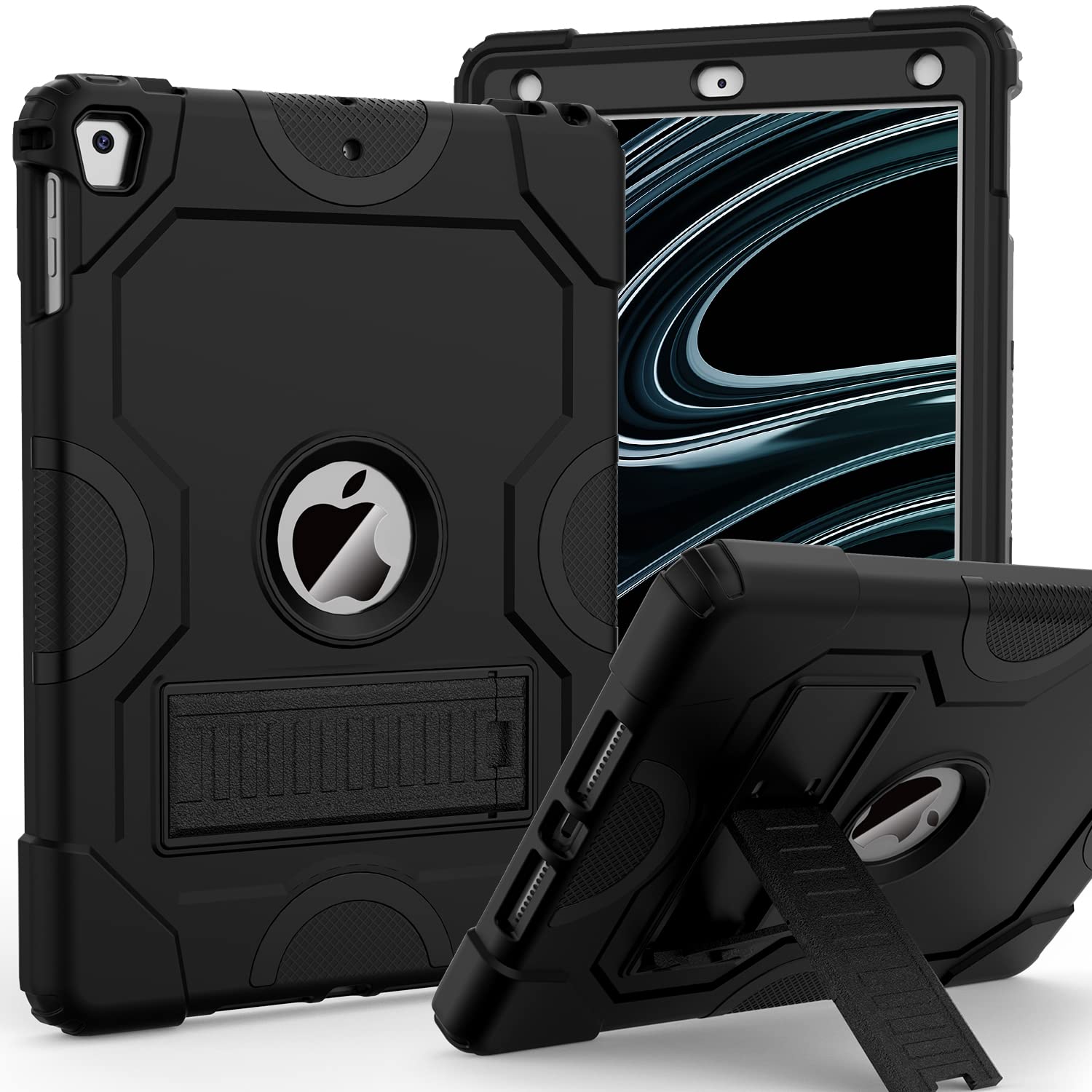 ZoneFoker Case for iPad 6th/5th Generation (9.7 Inch, 2018/2017 Model),iPad Air 2 / 1st Case, iPad Pro 9.7 Case 2016,Heavy Duty Shockproof Rugged Protective Case for iPad 9.7 Inch,Black