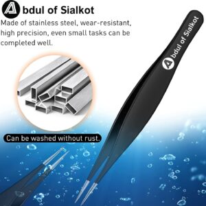 Abdul of Sialkot Pointed Tweezers,Needle Nose Tip, Sharp Precision Ingrown Hair, Surgical Pointed for Blackheads & Splinters/Best Tweezers for Eyebrows (Pink)