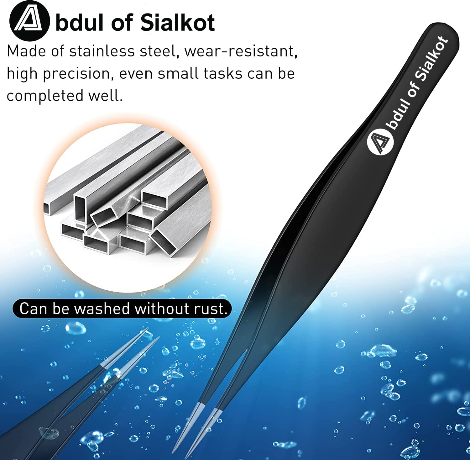 Abdul of Sialkot Pointed Tweezers,Needle Nose Tip, Sharp Precision Ingrown Hair, Surgical Pointed for Blackheads & Splinters/Best Tweezers for Eyebrows (Pink)