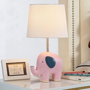 maxax table lamp, pink elephant bedside nightstand lamp with white shade for bedroom, kindergarten, preschool, 16.5 inch