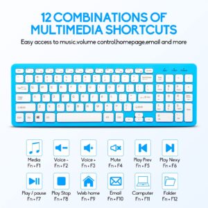 Wireless Keyboard and Mouse Combo, Compact Wireless Keyboard and Mouse Set 2.4G Ultra-Thin Sleek Design for Windows, Computer, Desktop, PC, Notebook, Laptop (Blue)