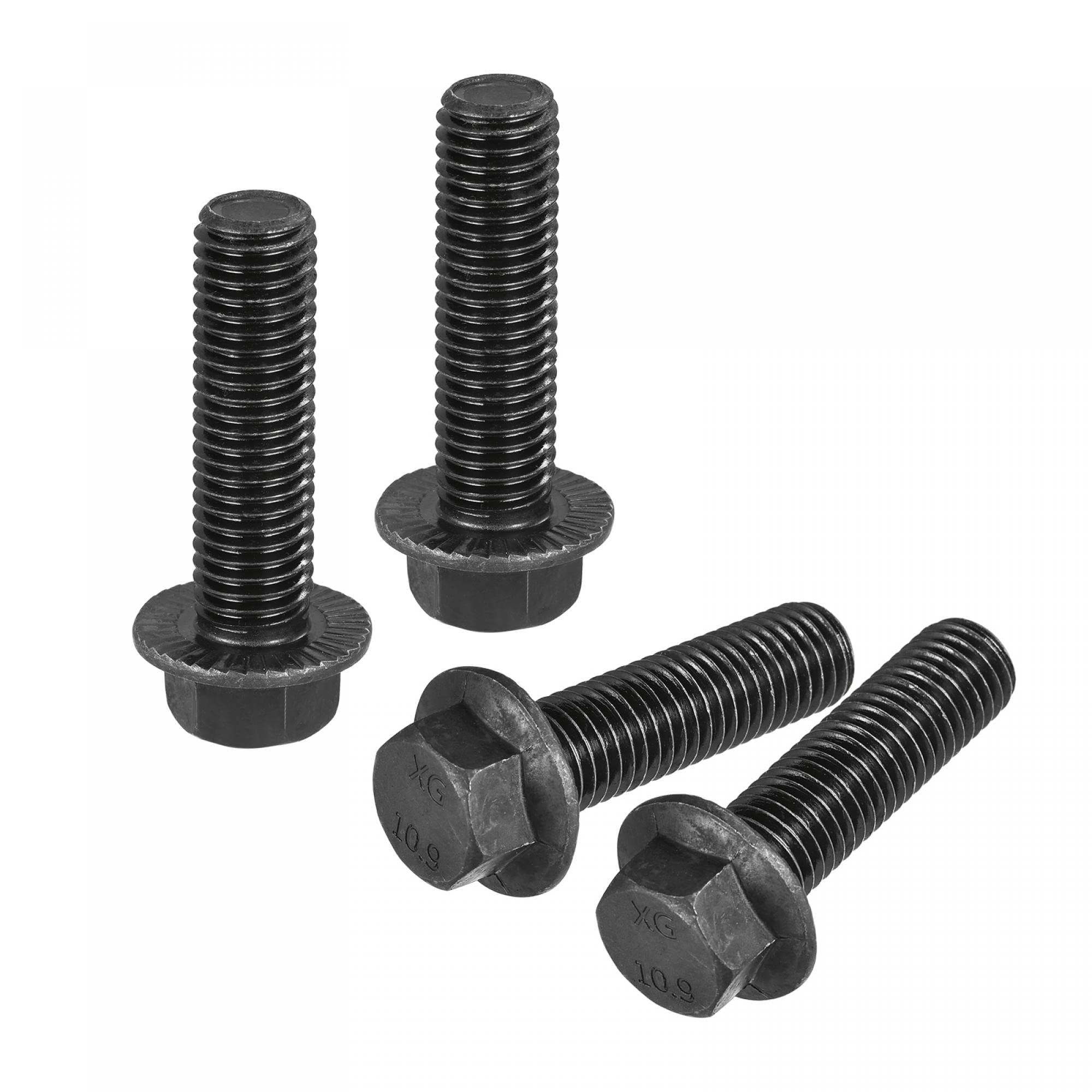 uxcell M14-2x50mm Hex Serrated Flange Bolts 10.9 Grade Carbon Steel Screws 4pcs