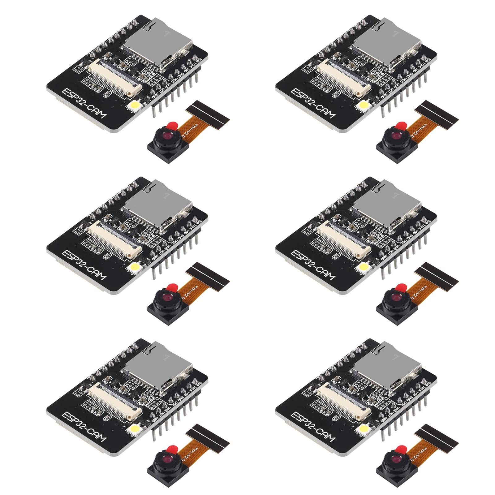 AEDIKO 6pcs ESP32-CAM Development Board 2.4GHz WiFi + BT/BLE Module with OV2640 Camera Module