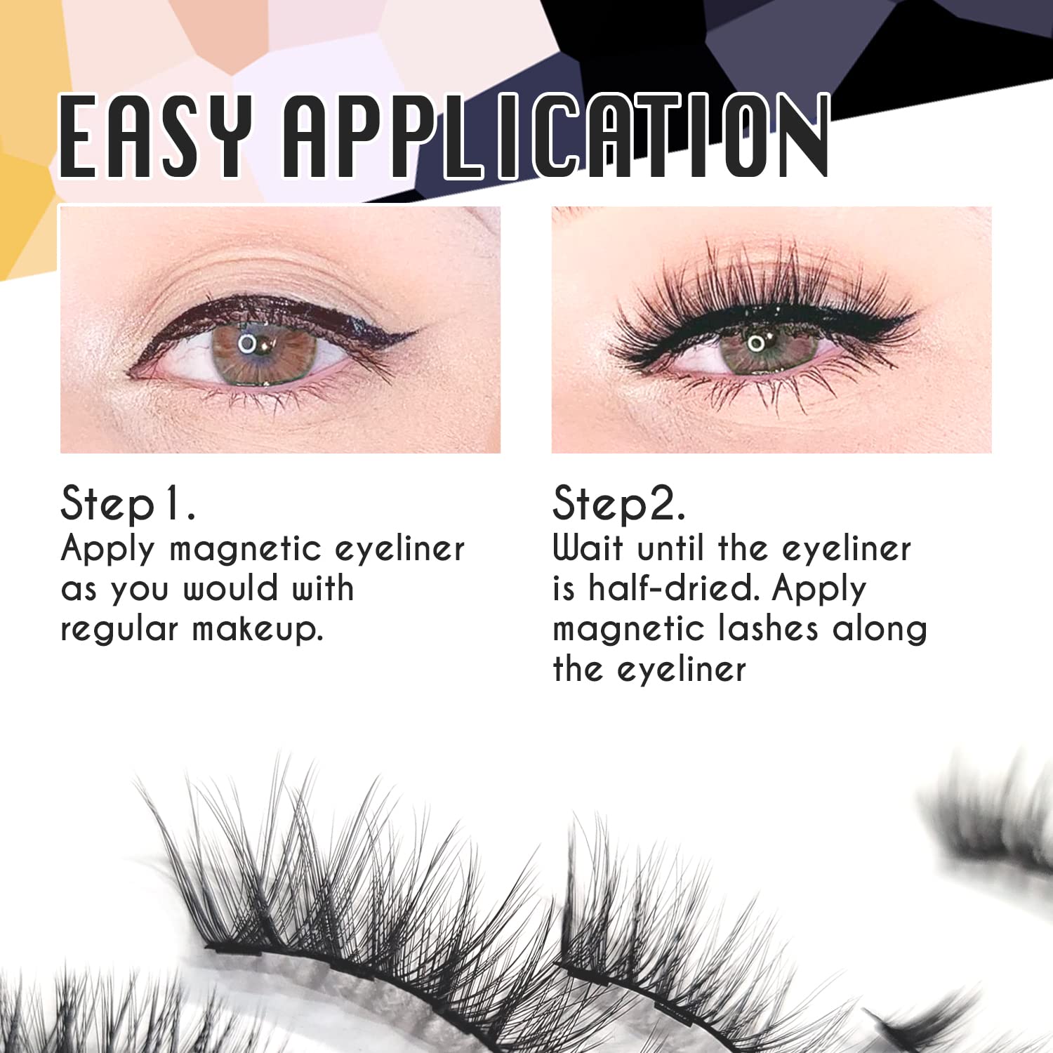 Amber Lash Magnetic Magic Lashes with Eyeliner, Most Natural Looking Magnetic Eyelashes Kit with Applicator, Best 8D and 3D Look, Reusable Fake Eye Lash, No Glue, Strongest Waterproof Liquid Liner