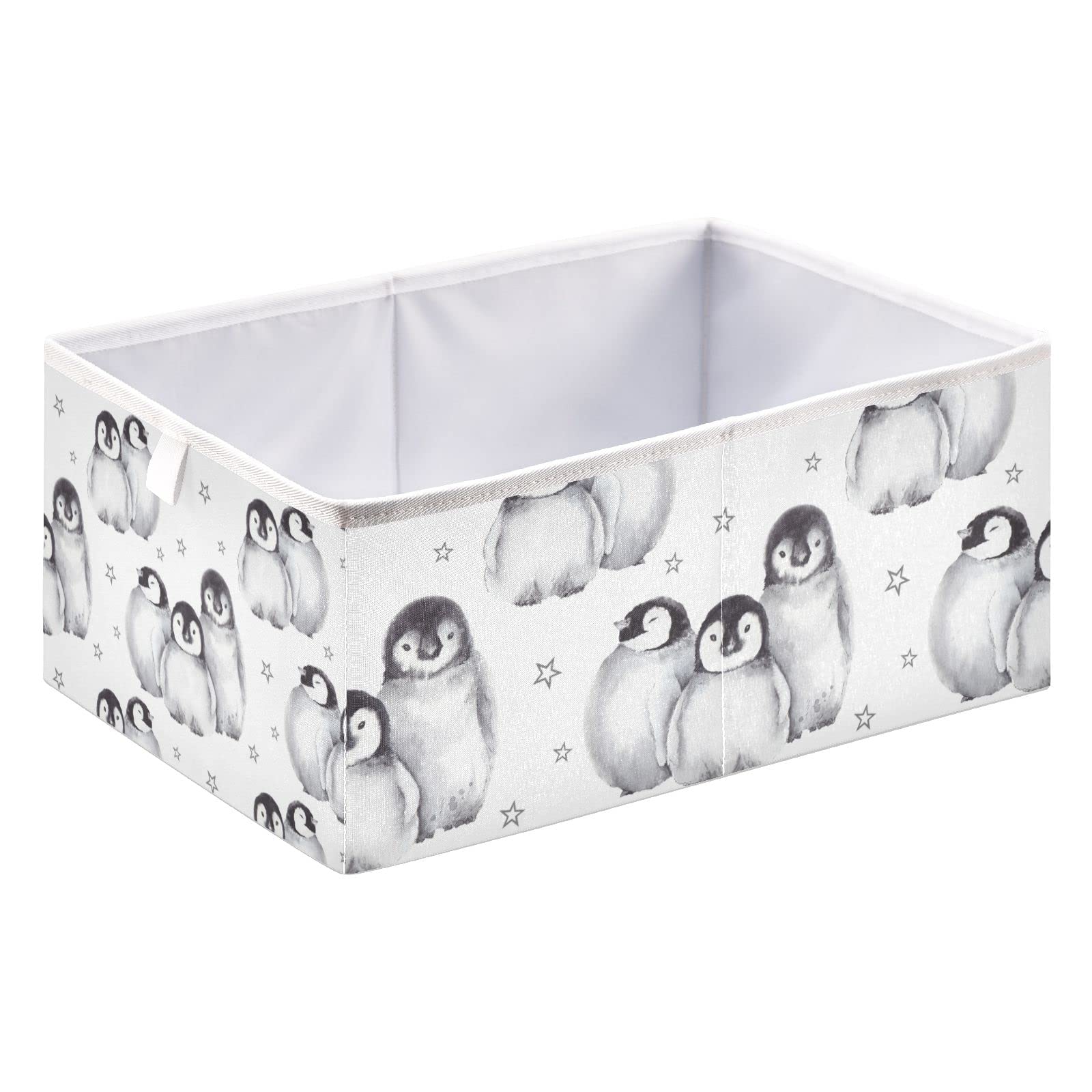 Cute Baby Penguins Storage Basket Storage Bin Rectangular Collapsible Shelves Basket Empty Gift Baskets Organizer for Home Laundry Room