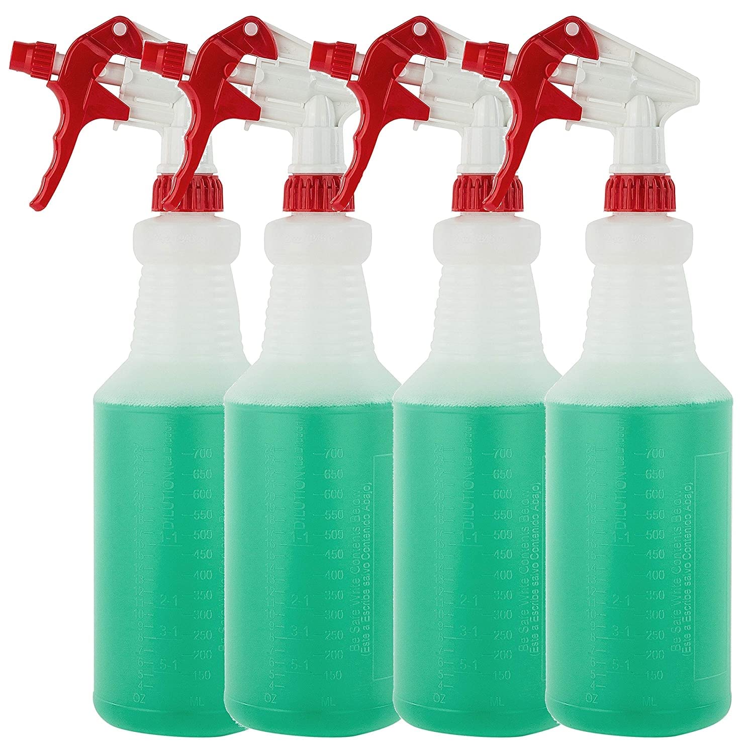 Decony Heavy Duty Replacement Trigger Sprayer Nozzles Industrial and Commercial Cleaning Chemical Resistant for 16oz / 32oz Spray Bottle W/Adjustable 9.25" Dip Tube for 28/400-12 pc.