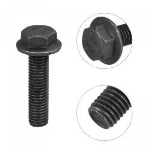 uxcell M10-1.5x40mm Hex Serrated Flange Bolts 10.9 Grade Carbon Steel Screws 10pcs