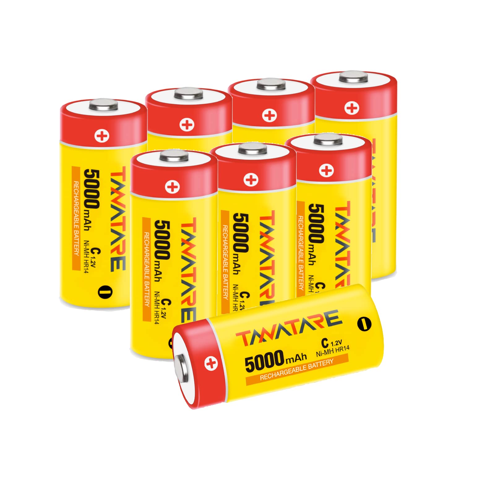 Tanatare 8 Pack C Rechargeable Batteries 5000mAh High Capacity 1.2V NiMH C Size Batteries with Long Lasting Power for Household Devices